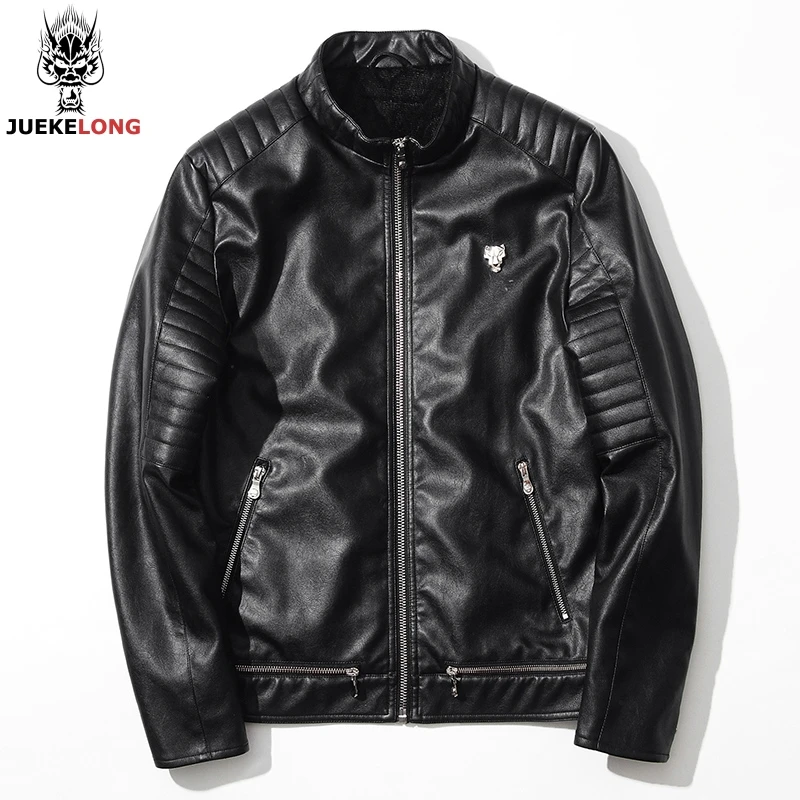 JUEKELONG Leather Jackets Men 2018 Pilot Leather tiger Jacket