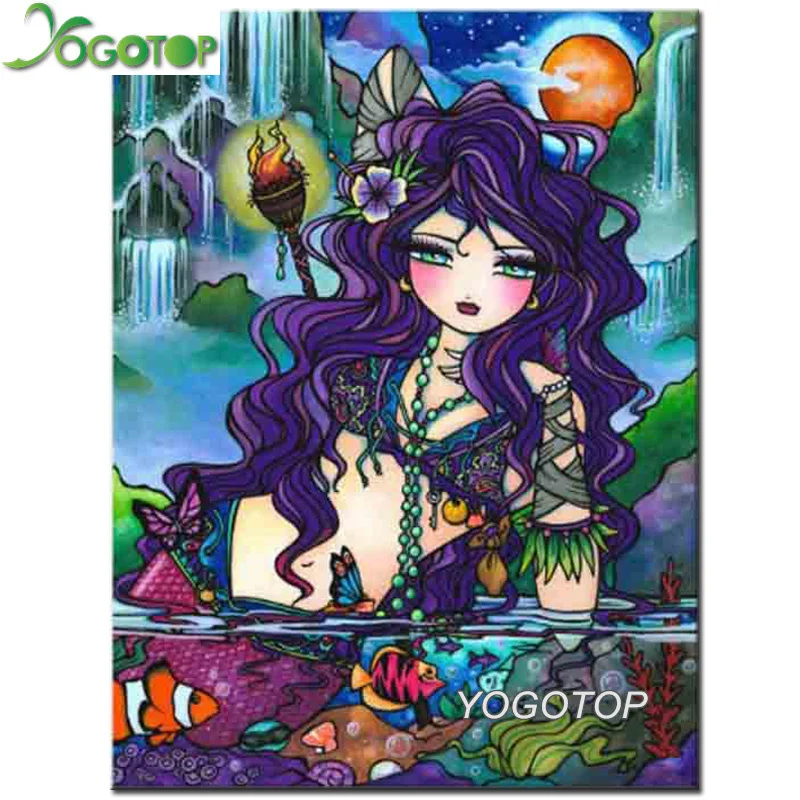 5D diy Diamond Embroidery Gypsy Pirate Mermaid Tropical Fantasy Art Painting square round Picture of Rhinestone YY1278 | Дом и сад