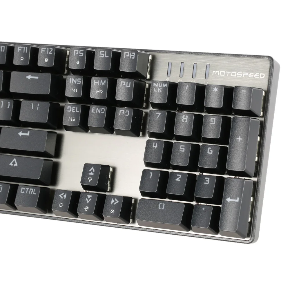 MOTOSPEED CK104, металлическая Механическая игровая клавиатура с 104 клавишами, синие переключатели, проводной USB, цветной светодиодный, с подсветкой, для любителей компьютерных игр