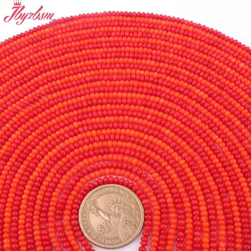 

2x3mm Smooth Rondelle Coral Beads Natural Stone Beads For DIY Necklace Bracelets Earring Jewelry Making Loose 15" Free Shipping