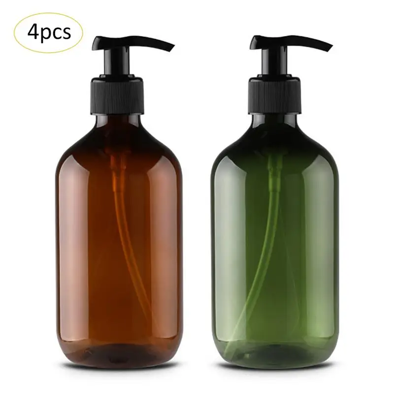4Pcs New 500ML Pump Bottle Makeup Bathroom Liquid Shampoo Bottle Travel