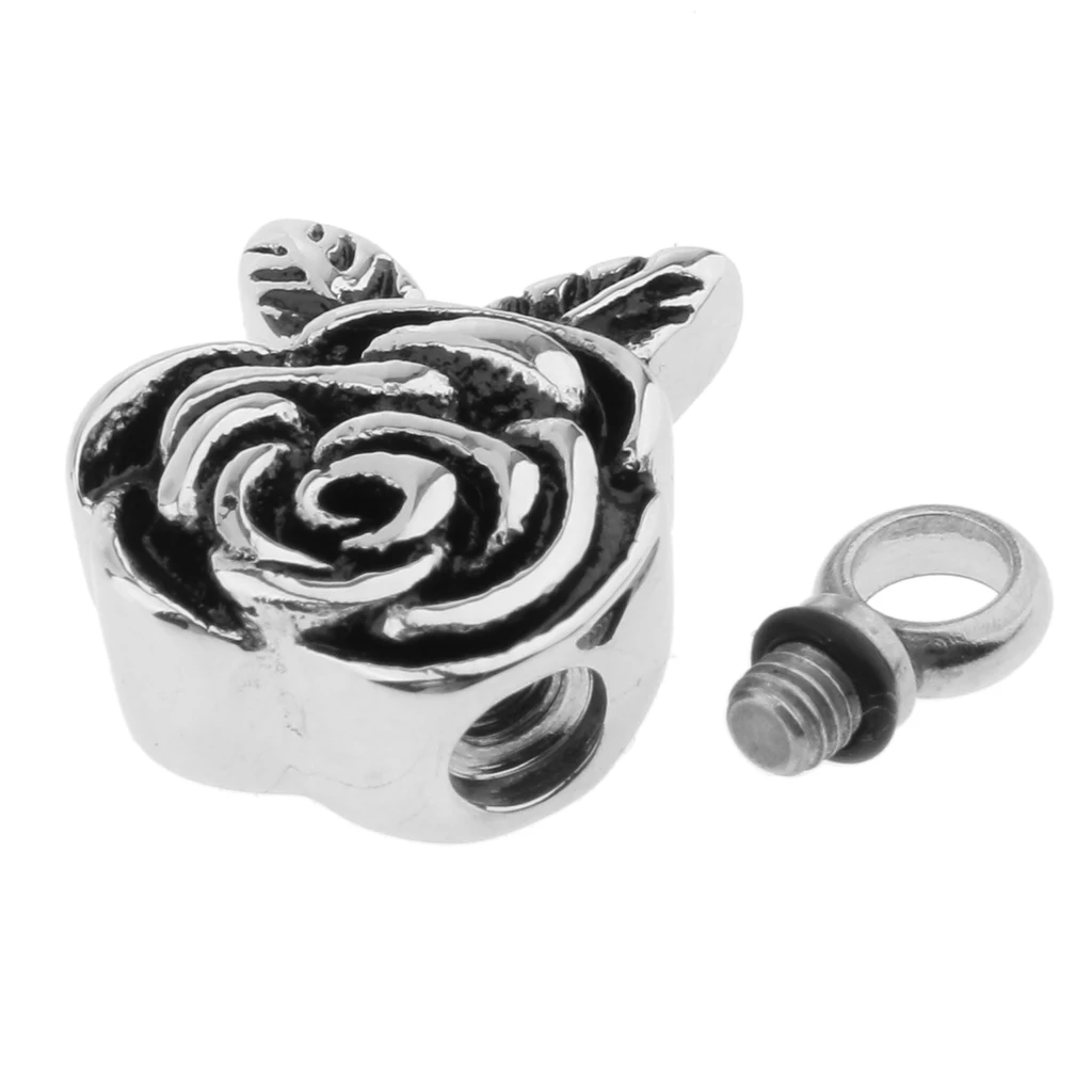 Phenovo Waterproof Rose Flower Shape Memorial Pendant Keepsake Urn Ashes Jewelry for DIY necklace key ring charms pendant