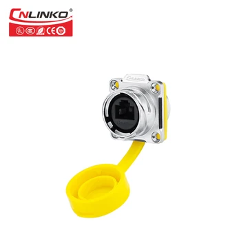 

8Pin Waterproof Connector Cable Cat5e 1.5A Quick Push Pull Type RJ45 Dual Ethernet Port Female Socket Panel Circular Industrial