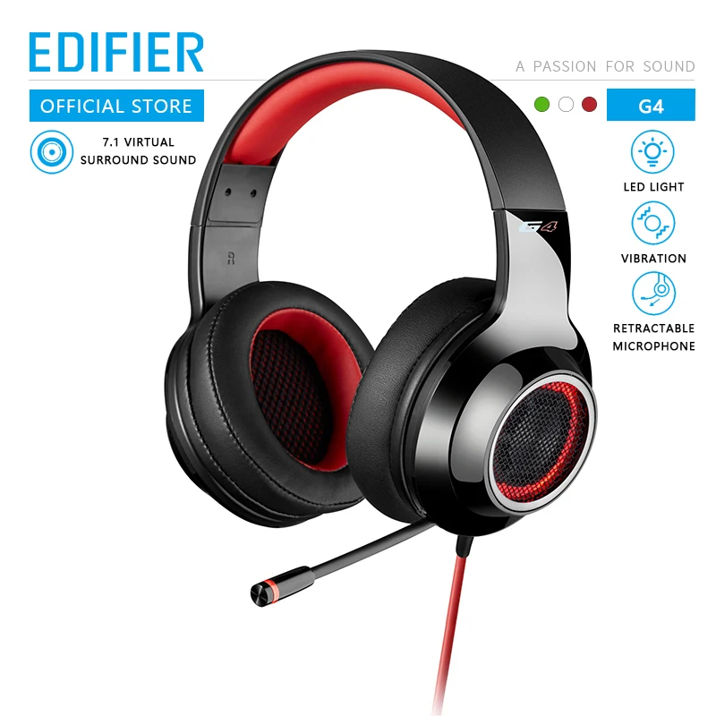 Acheter Casque de jeu EDIFIER G4 intégré 7.1 carte son Surround virtuelle et microphone rétractable LED et casque de conception en maille métallique