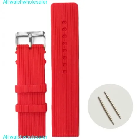 24mm Ruby Red Color Silicone Jelly Rubber Ladies Watch Band Straps WB1071F24JB