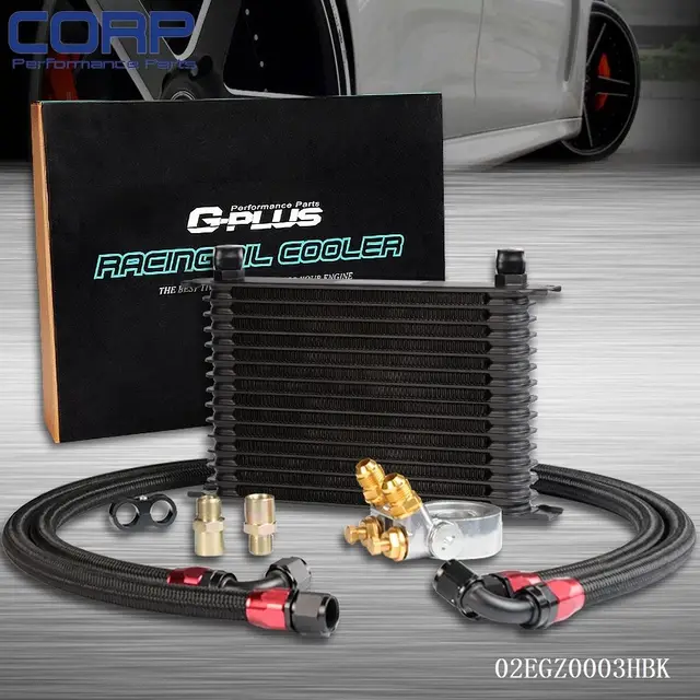 GPLUS 15 ROW Thermostat Adaptor Engine Racing Oil Cooler Kit For CAR