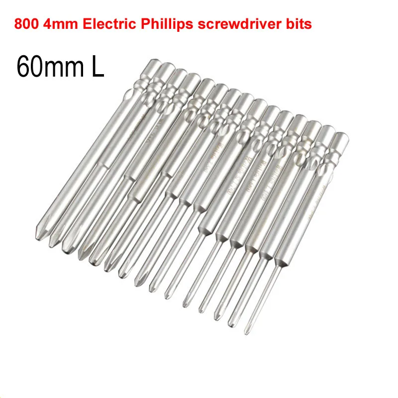 

14PCS 800 Electric Screwdriver bits 60mm Length 4mm Round Shank Magnetic Phillips Cross Screwdriver Bit Tool PH00 PH0 PH1 PH2