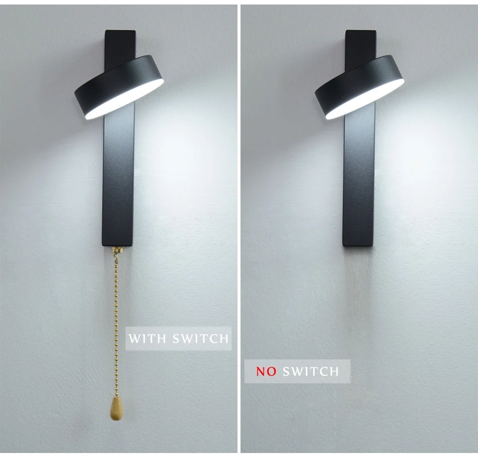 Светодиодный настенный светильник с регулируемым переключателем, 3 вида цветовой температуры, скандинавские прикроватные настенные лампы для спальни, гостиной, светодиодный настенный светильник