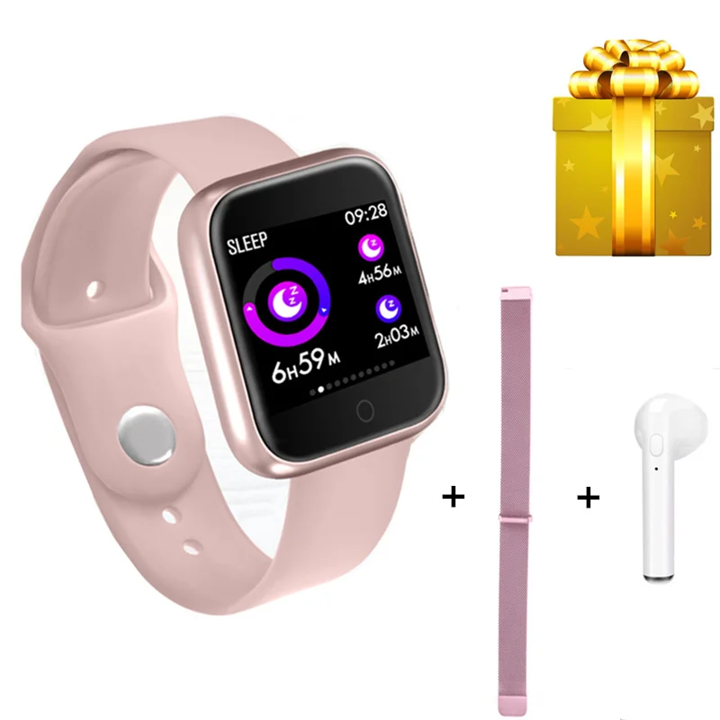 

2019 Smart Band P68 Heart Rate Blood Pressure Monitor Big Colorful Screen Smart Bracelet Wristband +earphone+belt set for women