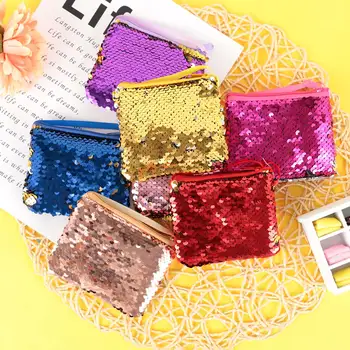 

New Fashion Mermaid Sequins Coin Purse Wallet Girl Glittering Purse Women Handbag Party Zipper Clutch Bag Earphone Package