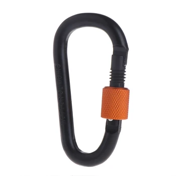 

8cm Aluminum D Shape Carabiner Locking Backpack Buckle Outdoor Key Clip Chain