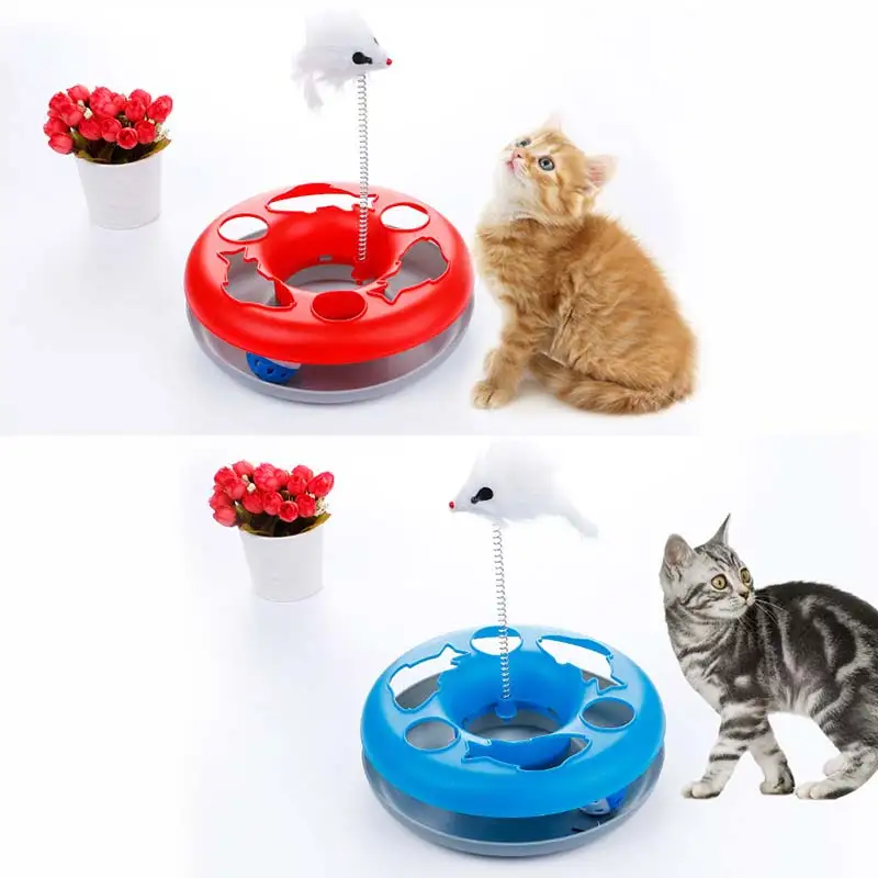 Newly Mouse Spring Cat Toy Single Layer Amusement Plate Cats Training