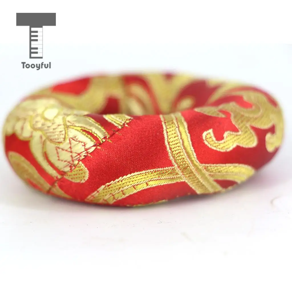 Tooyful Tibetan Handmade Silk Brocade Round Meditation Singing Bowl Cushion Ring Pillow Random Color
