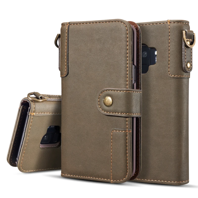 Кожаный чехол-книжка с бумажником для samsung Galaxy S10 S9 S8 Plus S6 S7 Edge Note 8 Note 9 Note 10 Plus Магнитный чехол с ремешком на руку