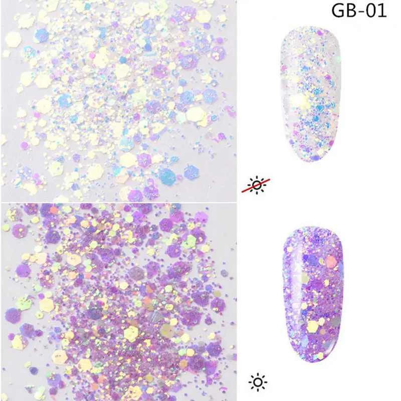 1pot лазерные прозрачные блестки конфеты шестигранные Стразы для маникюра украшения хлопья 3d Маникюр УФ гель лак горячий - Цвет: 1