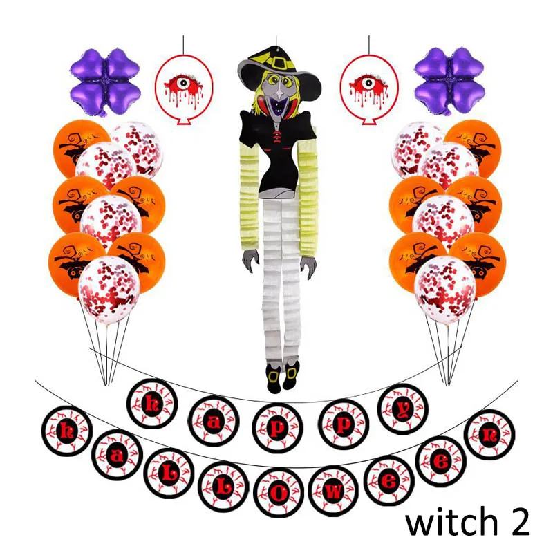 witch 2 Воздушный шар на Хэллоуин украшения набор «сделай сам» для бутафория для Хэллоуина Тыква Happy Halloween воздушный шар из фольги детские игрушки - Цвет: witch 2