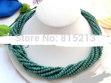 

FREE SHIPPING>>>@@ > N1494 8ROW 5MM NATURE ROUND SKY-BLUE TURQUOISE BEAD NECKLACE