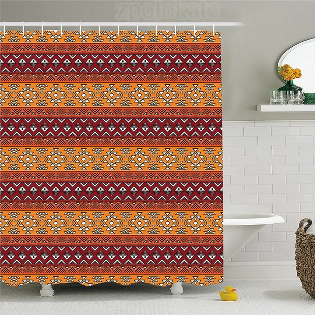 Native American Decor Shower Curtain Maya Motives Inspired Native American Decor Shower Curtain Maya Motives Inspired Horizontal Esoteric Latin Geometric Pattern Fabric Bathroom