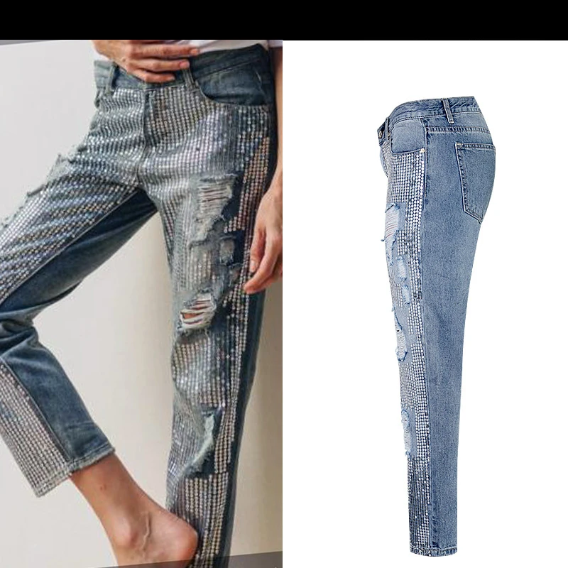 18 Fashion Hole jeans woman ripped jeans for women jeans Sequined mujer femme denim jean pants Scratched pantalones feminino 6 18 Fashion Hole jeans woman ripped jeans for women jeans Sequined mujer femme denim jean pants Scratched pantalones feminino 6