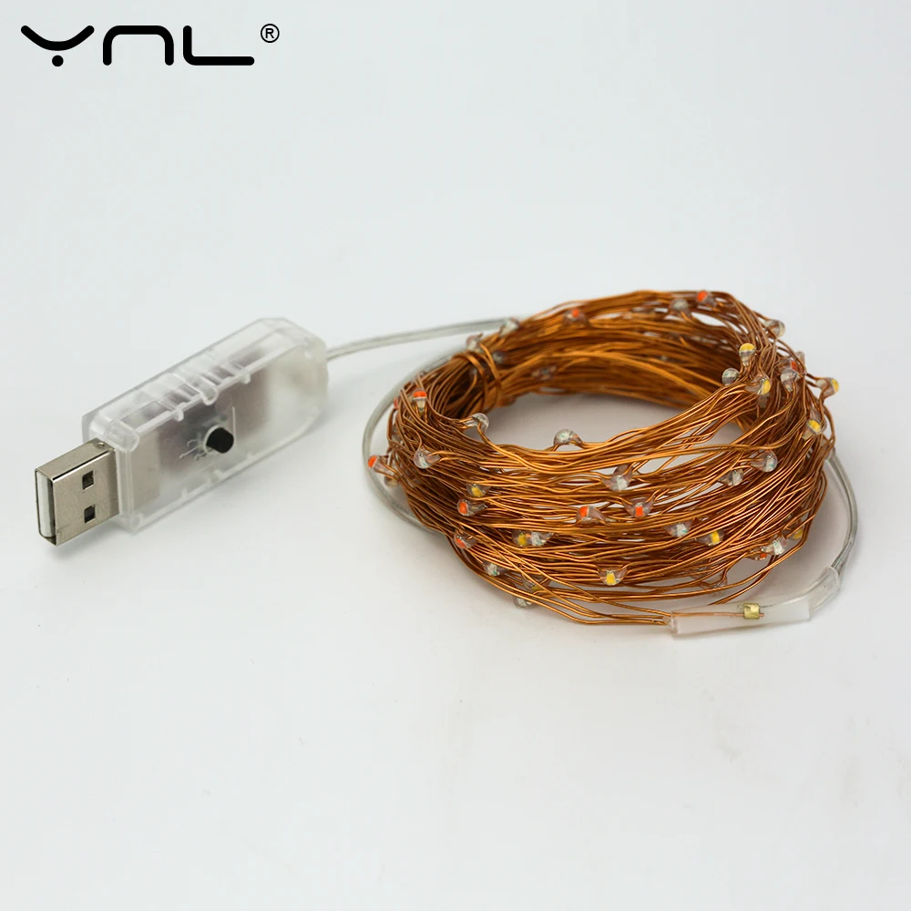 Рождественская светодиодная гирлянда USB 8 режимов медная проволока 10 м 100
