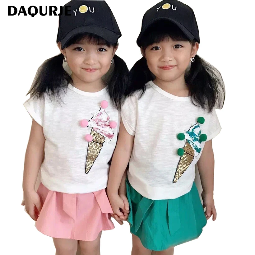 Daqurje verano Conjuntos de ropa Niñas ropa helado t shirt + short ...