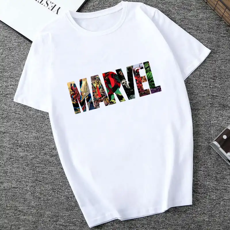 camiseta blanca marvel