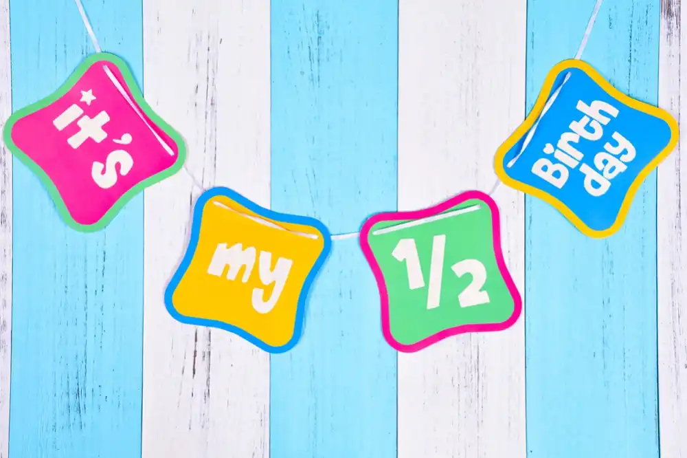 1 5m Shimmering It S My Half Birthday Banner 1 2 Birthday