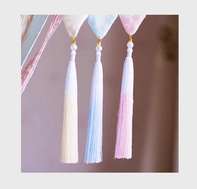 Gradual fringed jacquard hairband Ancient Chinese clothing super fairy streamer hair rope costume headdress