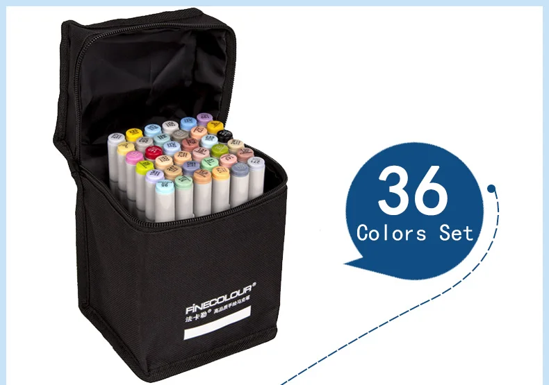 FINECOLOUR 36/48/60/72 Цвет набор маркеров для живописи двойной головкой жирной на спиртовой основе эскиз Маркеры Ручка для художника рисунок дизайн поставки