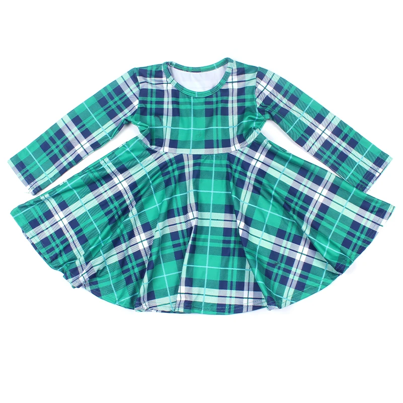 

St Patrick Girls Boutique Clothing Dress Green Plaid Design Fashion Kids Wear Girls Party Dress Milksilk Clothing wholesales