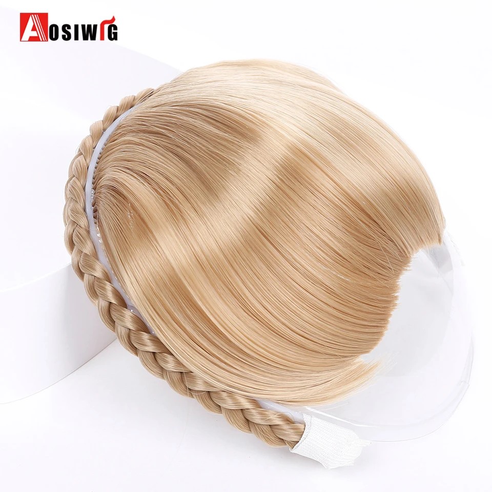 Тупые челки 8 цветов с плетеная резинка для волос синтетическая челка термостойкие челки наращивание волос для женщин AOSIWIG
