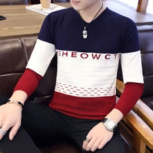 Осенне-зимний мужской свитер в Корейском стиле, мужской вязаный пуловер с v-образным вырезом, приталенный Мужской пуловер