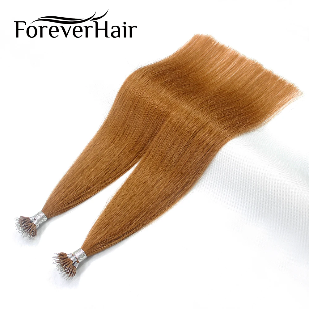 FOREVER HAIR 0,8 г/локон 1" 18" 2" Remy микрокольца, бусины для наращивания человеческих волос Клубника блонд#30 предварительно скрепленные нано кольцо человеческие волосы