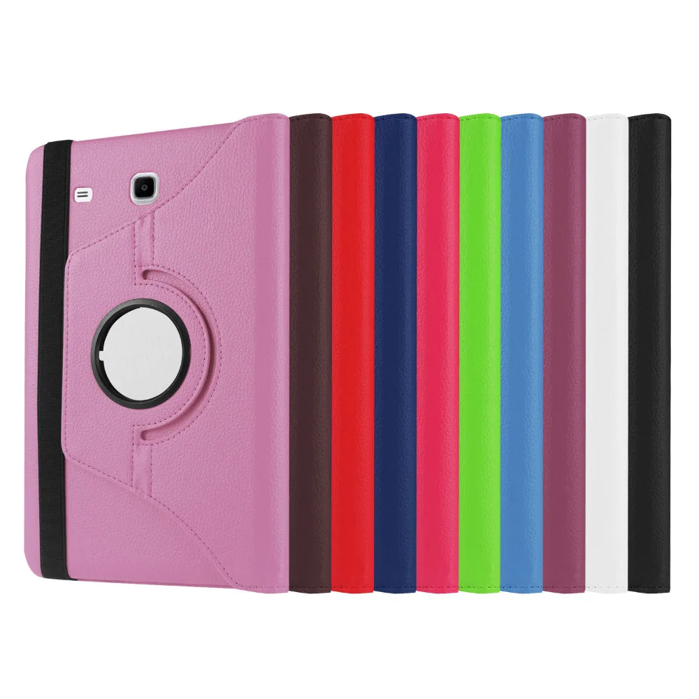 

For Samsung Galaxy Case Cover - Premium Vegan Leather 360 Degree Swivel Stand for Tab E 9.6 Tablet SM-T560