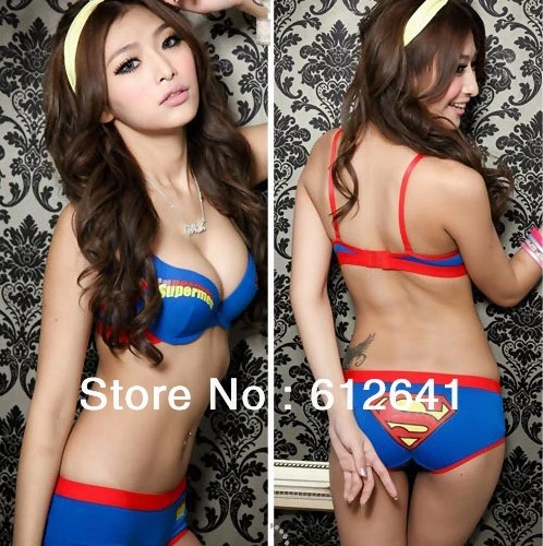 Free shipping New design push up bra panty set ladies superman style  underwear - AliExpress