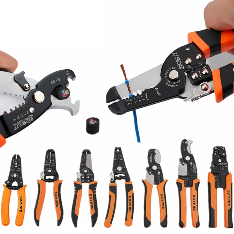 1pcs Cable Crimping Pliers Cutting Cable Stripping Pliers Long Handle Insulated Stripping Pliers