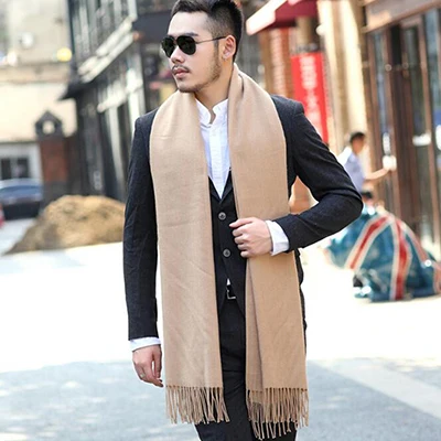 men wearing scarves 200*70cm Men Solid Grey cashmere thicken shaw cashmere scarves with tassel man winter warm scarf male outdoors supplies mens snood scarf Scarves