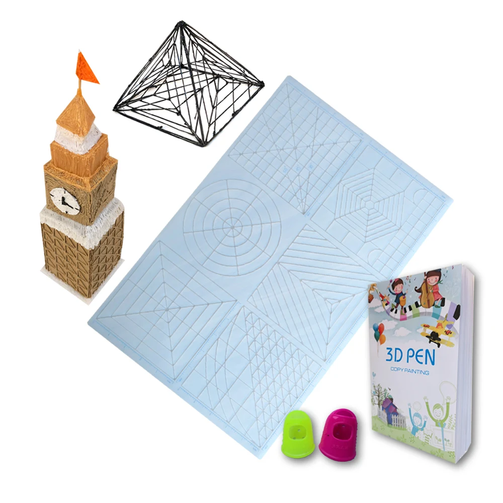Günstige SMAFFOX 3D Stift Silikon Vorlage Basis Grafiken, Kinder zu Kultivieren Kreativität, spaß geschenke, hinzufügen 2 Finger Ärmeln und 40 bilder