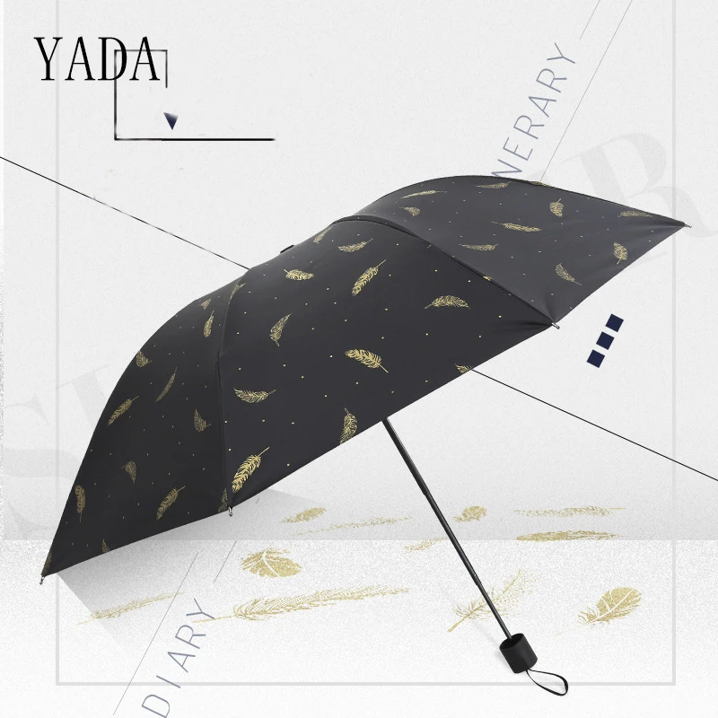 Buy YADA Gold Feather Black Coating Umbrella Rain