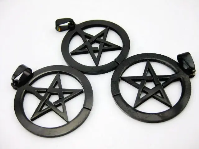 

Vintage 20 black stainless steel five star style rock pendant