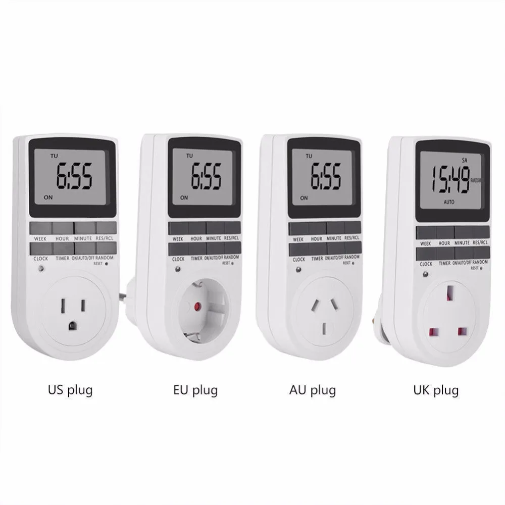 

Standard EU Plug Electronic Digital Timer Switch Socket Kitchen Timer Outlet 120V 240V 50HZ Day Hour Programmable Timing Socket