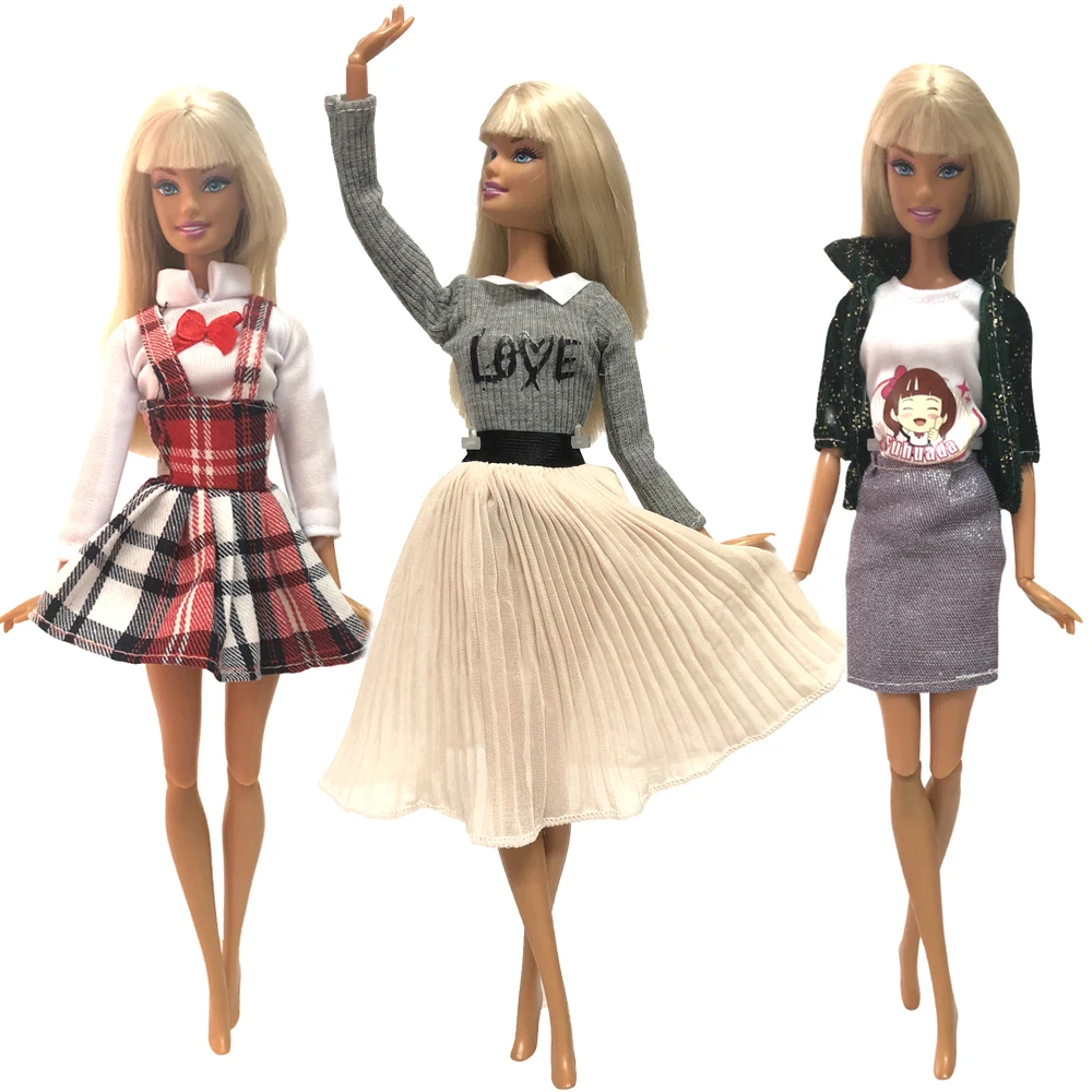 

NK Newest 3 Set /Lot Doll Dress Clothing Clothes Top Fashion Coat Super Modern Outfit For Barbie Doll Accessories 5X
