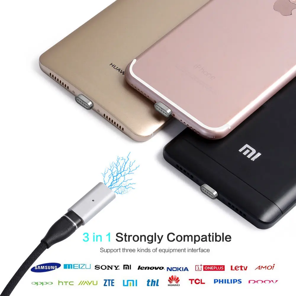 Magnetic Adapter For iphone Micro USB Type-c Cable Magnetic Connector Type C Adapter For Samsung Galaxy S9 S8 Huawei P20 Mate 10