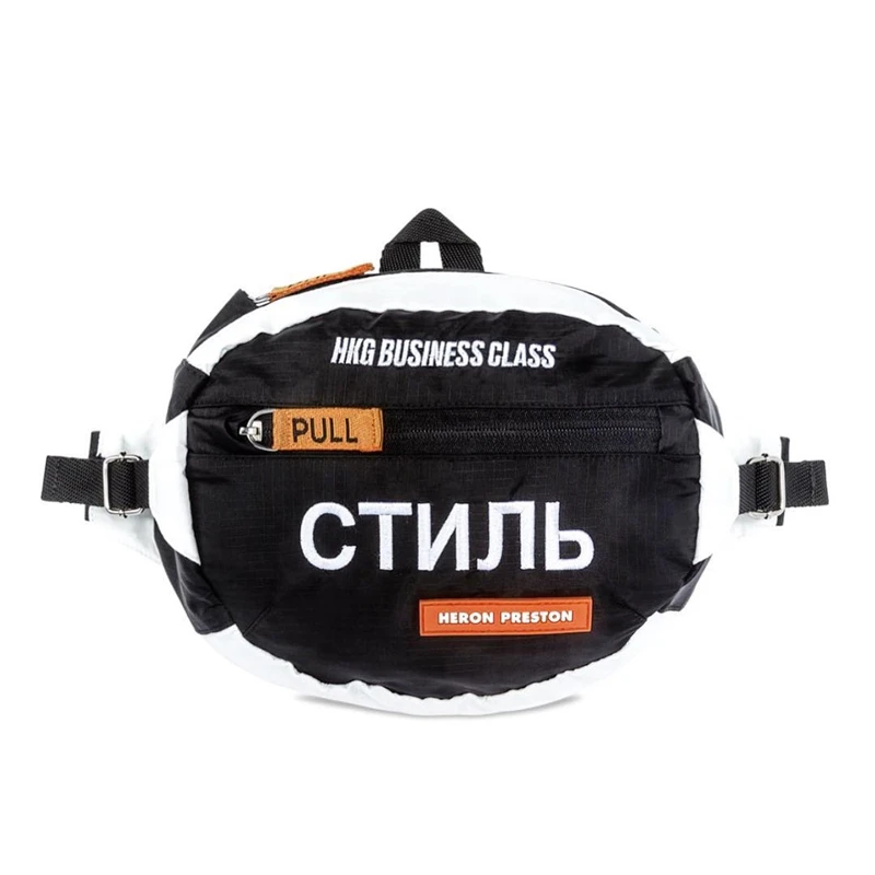

19ss Heron Preston 1:1 waist bag across shoulder bag Men Women High Street Heron Preston Style Bag Embroidery Packs White CTNNB