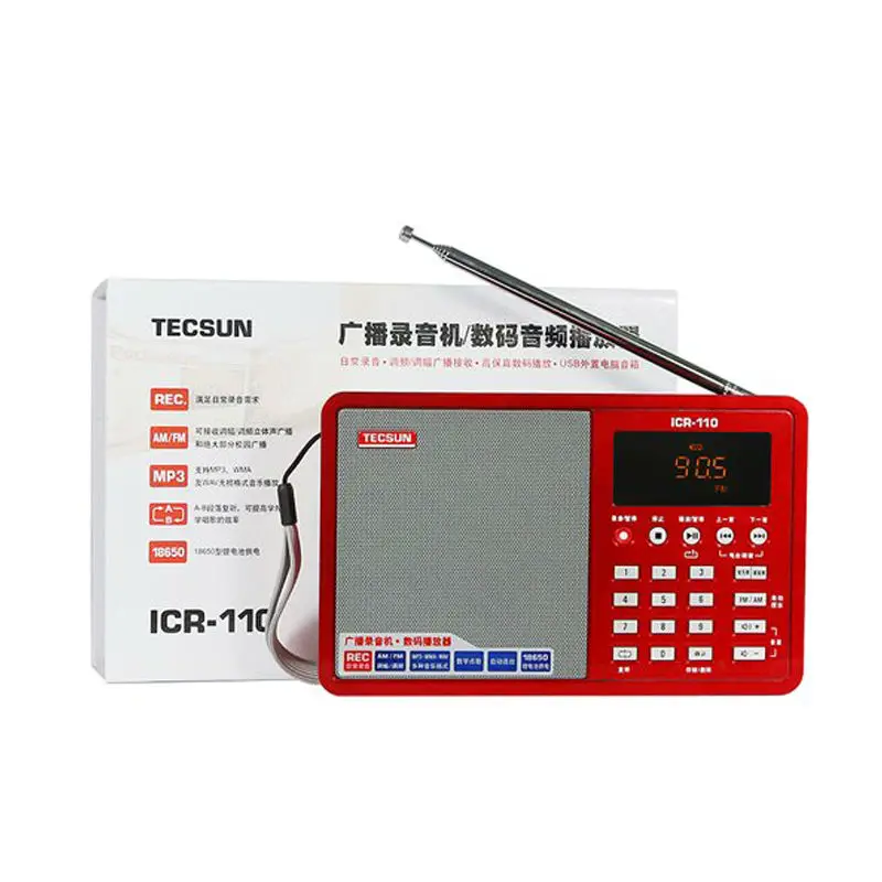 US $24.82 TECSUN ICR110 FMAM Radio TF Card MP3 Player Recorder Radio Portable Radio Receiver