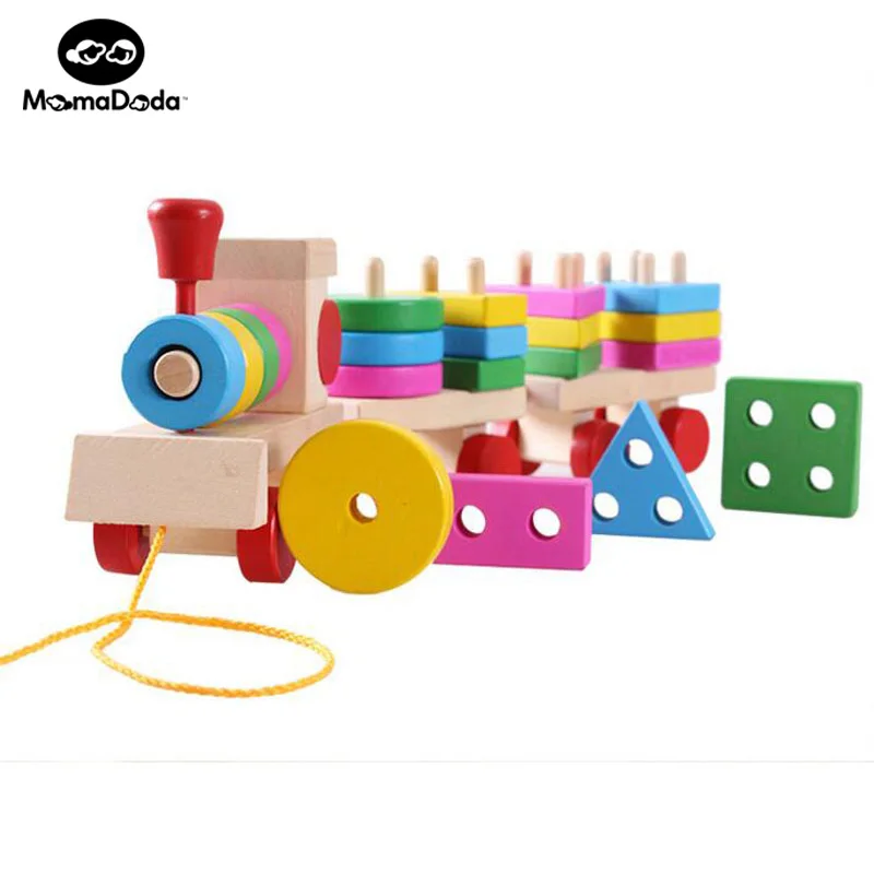 

Kids Wooden Puzzle Train Montessori Educational Toy Math Geometry Color Cognitive Montessori Material Blocks Model For Children
