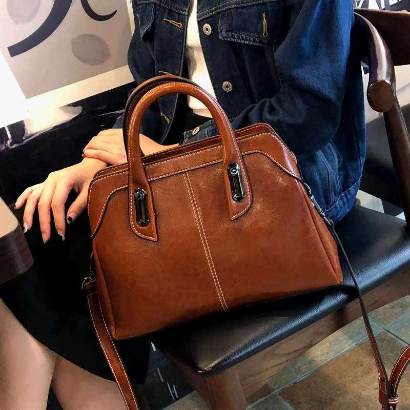 

Genuine Leather Simple Ladies Bag Luxury Brand Designer Female Shoulder Bags Big Casual Bags Female Messenger Bags
