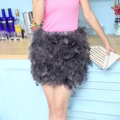 Colors Real Ostrich Feather furry Fur mini skirts hairy chest wrap bra girl size