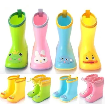 

New Rubber Boots Children Boots for Girls Boys Kids Cartoon Rainboots Candy Color Rain Boot Waterproof Shoes