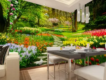 

Custom photo wallpaper Large wall painting background wall paper the living room TV Nature park flower grass 3d mural wallpaper
